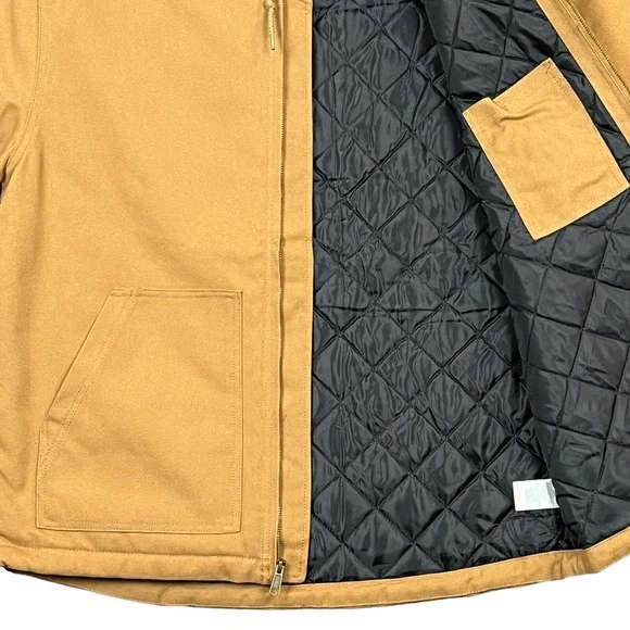 Wolverine Mens Grayson Insulated Work Jacket L Tan-Brown Canvas Full Zip Hooded Vests